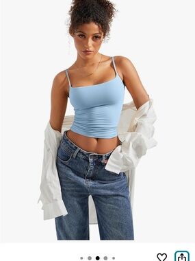 Square-Neck Slim Camisole in Light Blue - Women